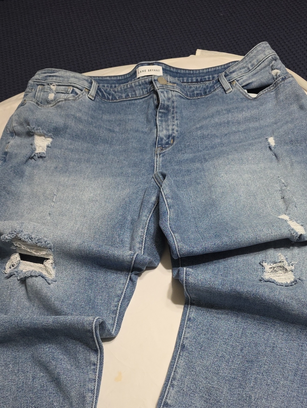 Lane Bryant Light Blue Distressed Cropped Jeans 22